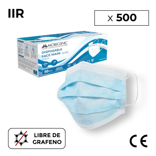 500 Mascherine chirurgiche IIR | Mobiclinic | 10 scatole da 50 unità | 3 strati | Monouso