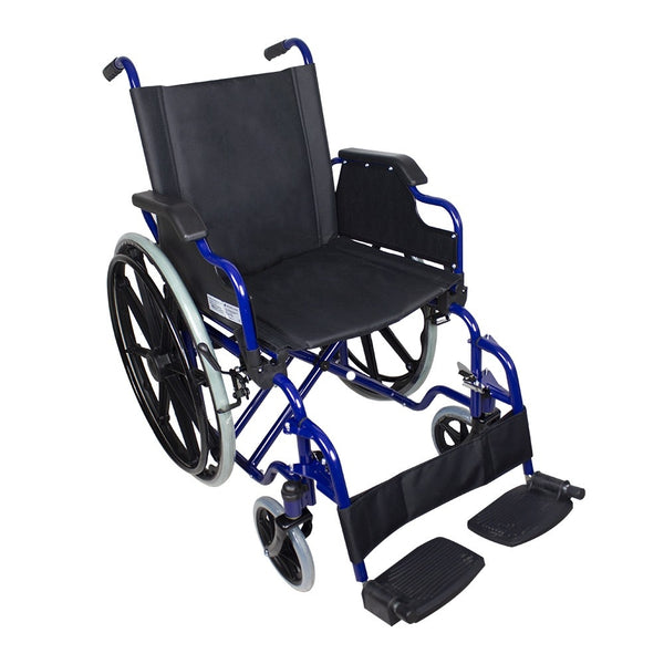 Sedia a rotelle per anziani| Carrozzina disabili | Braccioli e pedane ribaltabili| Acciaio | Blu | Giralda | Mobiclinic