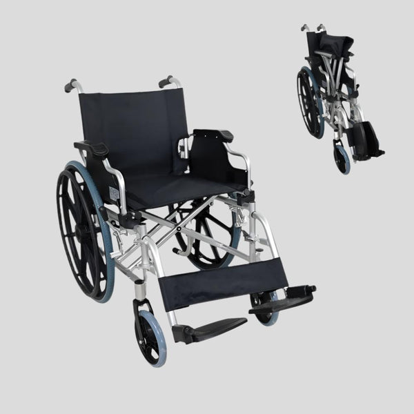 Sedia a rotelle | Alluminio | Ausili per disabili | Poggiapiedi estraibili | Pieghevole | Nero | Ópera | Mobiclinic