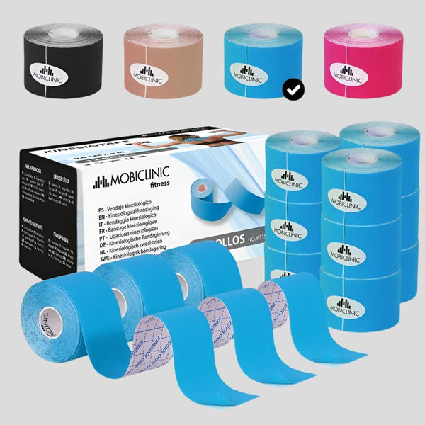 Confezione Kinesiotape | Bendaggio neuromuscolare | 12pz | 5cm X 5 mt | Mobitape | Mobiclinic