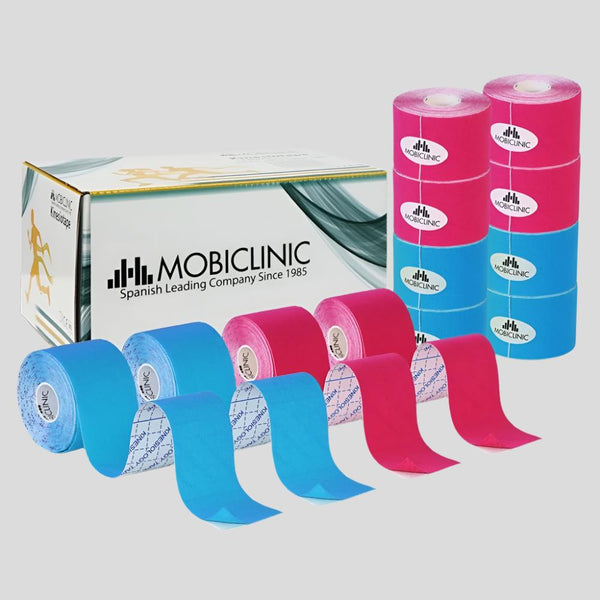 Confezione da 2 Kinesiotape | Rosa e Blu | Bendaggio neuromuscolare | 5mx5cm | Mobitape | Mobiclinic