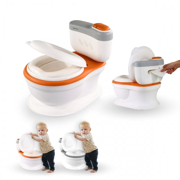 Toilette per bambini | Con suono | Secchio estraibile | Da 1 a 6 anni | Antiscivolo | Arancione | ToiKid | Mobiclinic