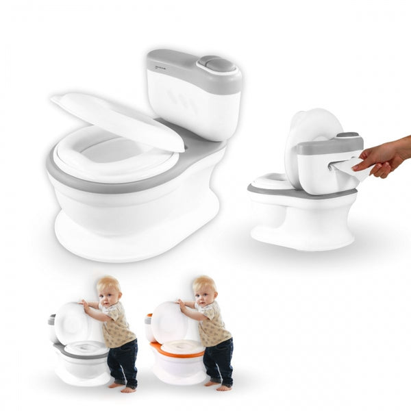 Toilette per bambini | Con suono | Secchio estraibile | Da 1 a 6 anni | Antiscivolo | Grigio | ToiKid | Mobiclinic