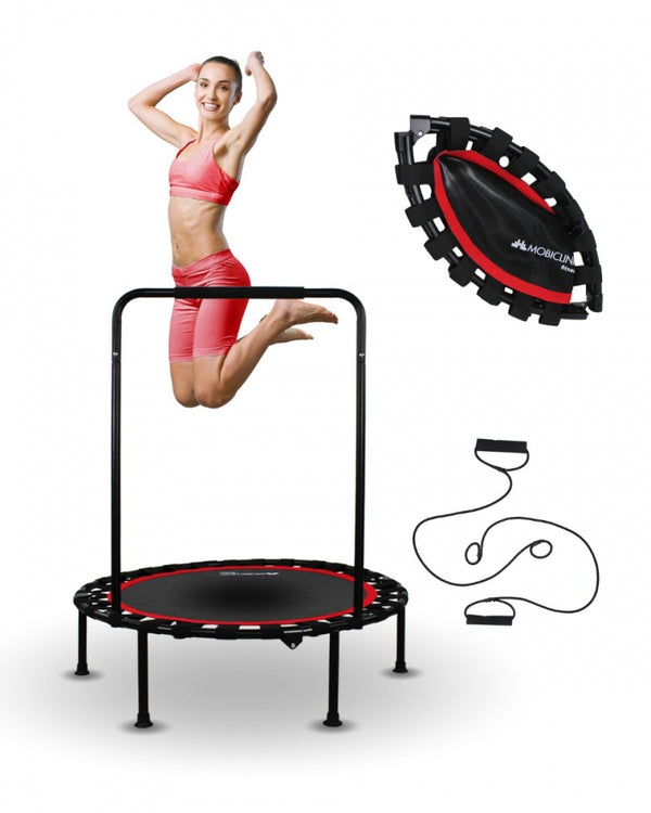 Trampolino fitness rotondo |Pieghevole |Max 150kg |Bracciolo regolabile |Staccabile | 101x101x118cm |Kangumobi |Mobiclinic