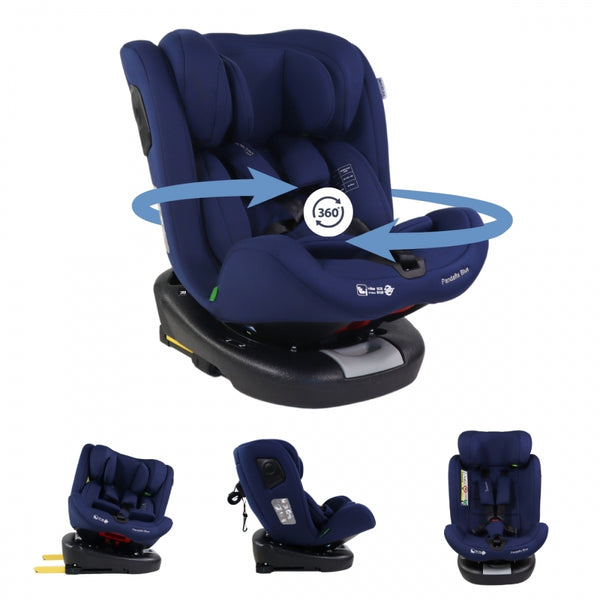 Seggiolino auto per bambini | Girevole a 360° | Reclinabile | 40-150 cm | 0-12 anni | Top Tether | Regolabile | Blu | Pandafix | Mobiclinic