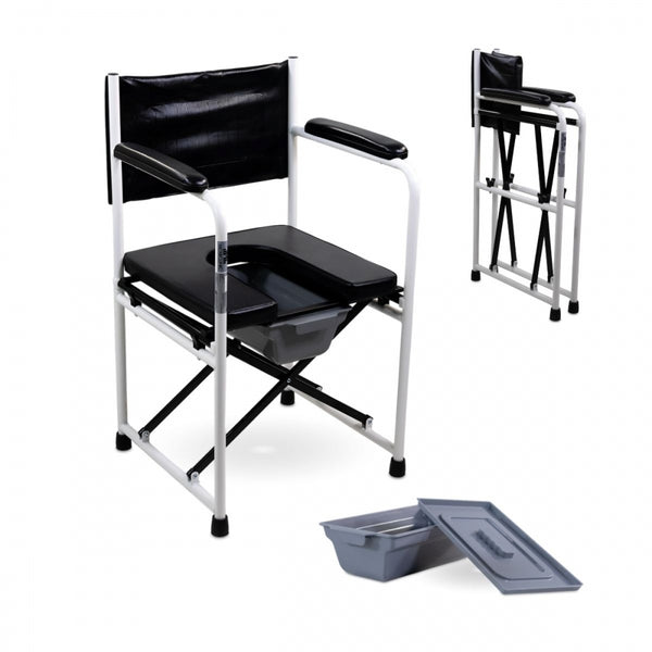 Silla WC | Plegable | Con tapa | Acero cromado | Reposabrazos | Ebro | Mobiclinic