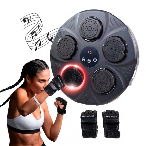 Macchina da boxe | 9 modalità e velocità | Guanti inclusi | Luci | Schermo LED e Bluetooth | MusicKangu | Mobiclinic