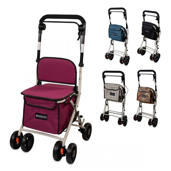 Carro de la compra andador | 4 ruedas | Hasta 120 Kg | Plegable | Con bolsa | Sistema de frenado | Fucsia| Coliseo | Mobiclinic