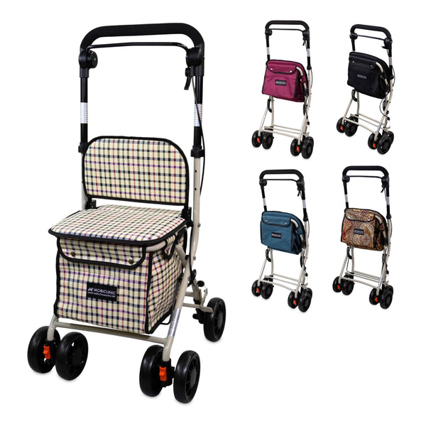 Carrello spesa deambulatore per anziani| 4 ruote | Pieghevole | Con borsa | Con freni| Con quadri| Coliseo | Mobiclinic