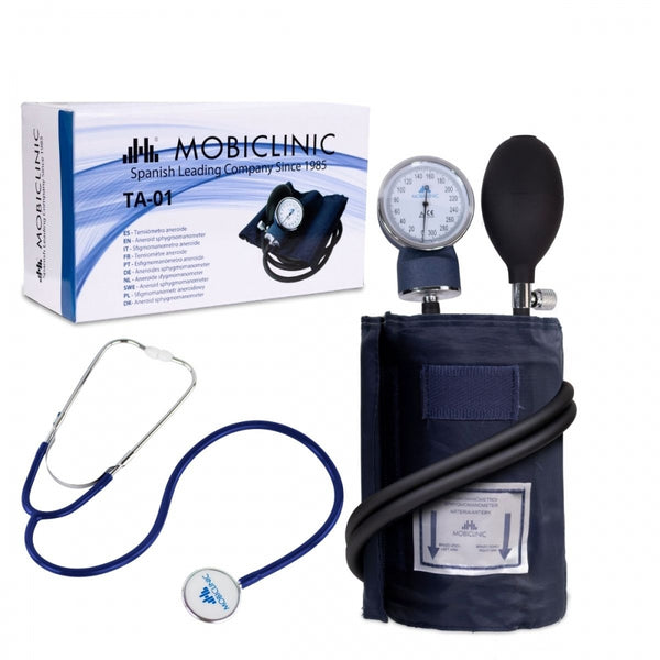 Pack tensiometro da braccio manuale e Fonendoscopio | Stetoscopio in alluminio a doppia campana | Mobiclinic