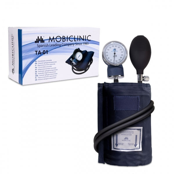 Misuratore di pressione aneroide | Pressione arteriosa | Due uscite | Comodo | Adattabile | Blu | Mobiclinic