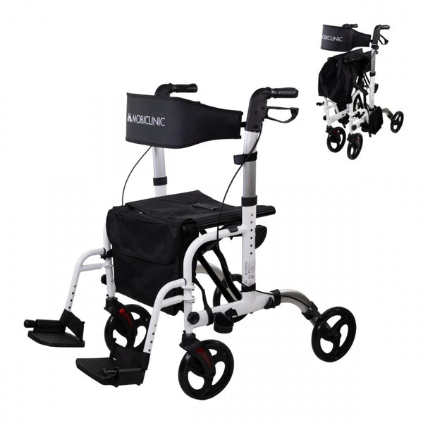 Deambulatore con poggiapiedi | Pieghevole | Alluminio | Freni su leve | Ruote 360º | Borsa | Porta bastone | Ibiza | Mobiclinic