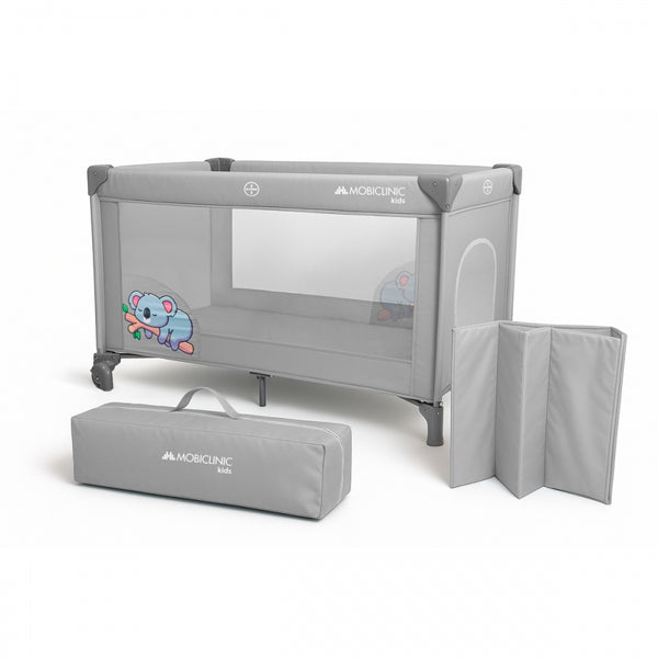 Culla da viaggio| Portatile | Pieghevole | Culla da viaggio |Tessuto traspirante | Borsa | Grigio | Mofli | Mobiclinic
