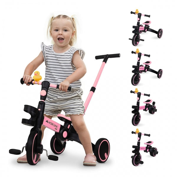 Triciclo 5 in 1 | Convertibile | Regolabile | Max 25 kg | Leggero | 1,5-5 anni | Rosa | Chase | Mobiclinic